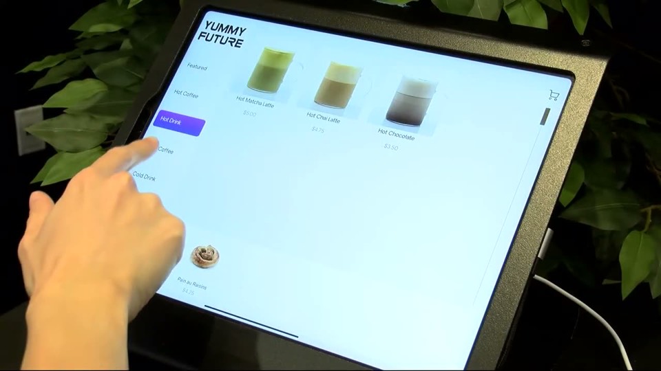 Ordering on the machine's touchscreen